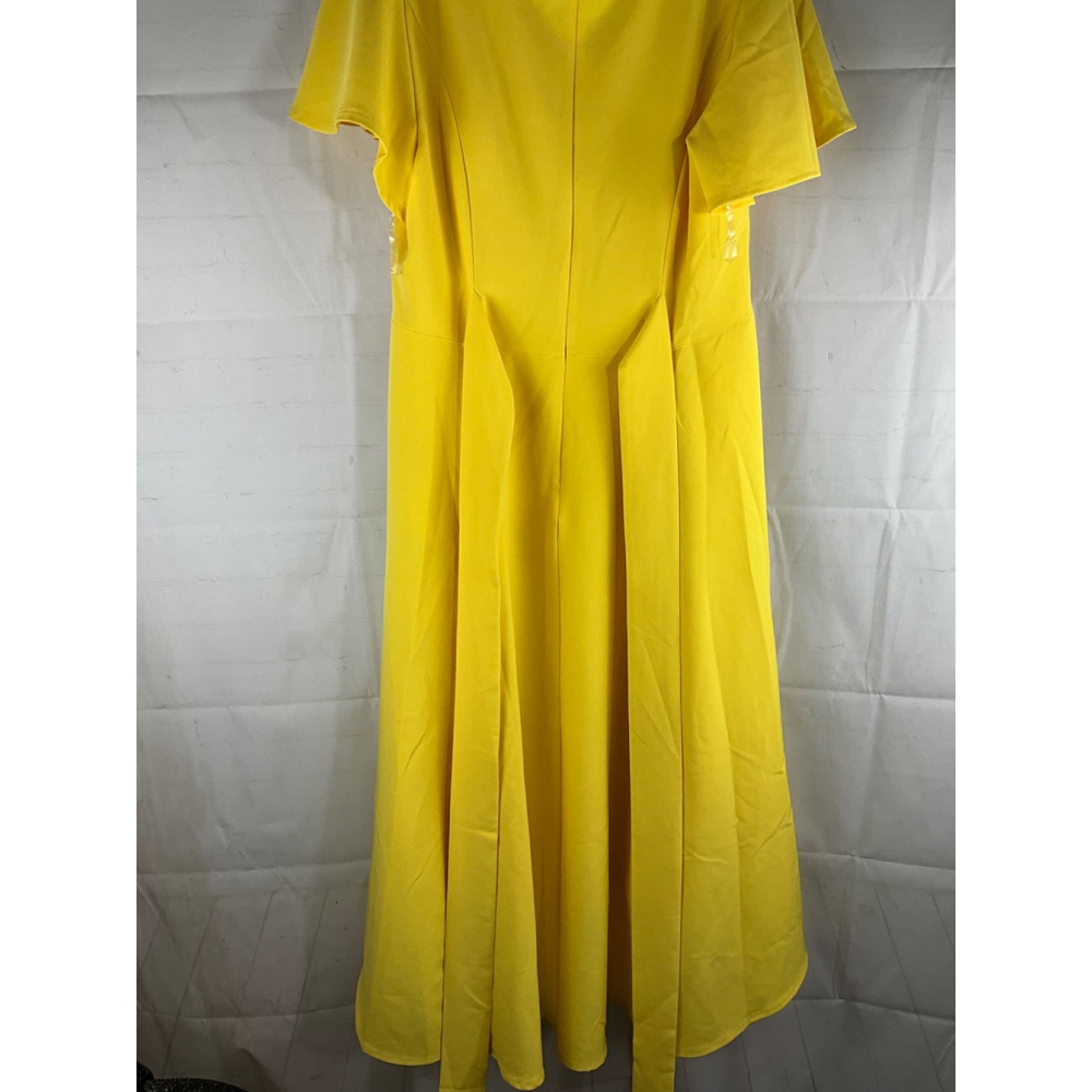 Lane Bryant Yellow Flutter Sleeve V-Neck High-Low Dress Size 18 Flowy Maxi New - Picture 5 of 5